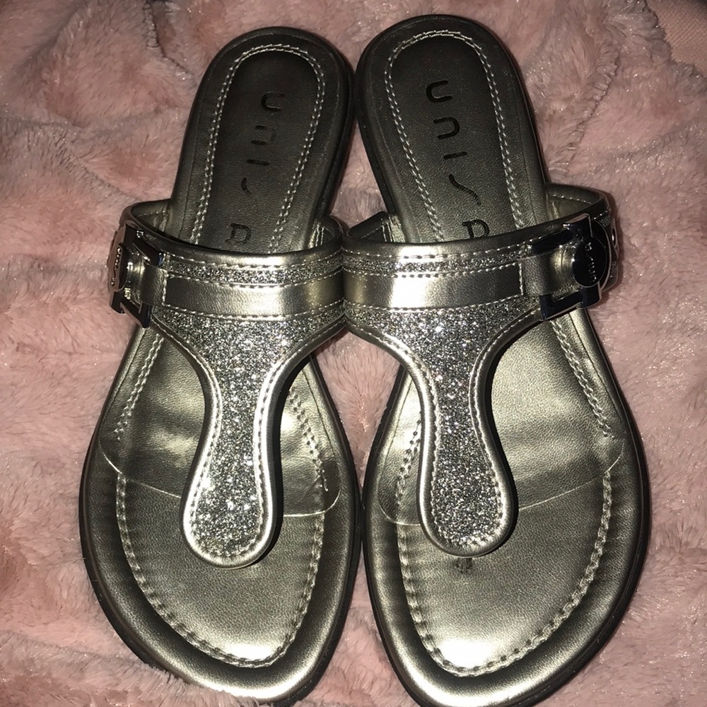 Silver glitter Unisa sandals like new
